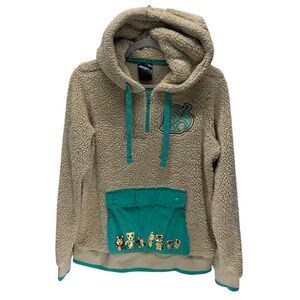 Box Lunch Animal Crossing Jacket Womens Small Beige Sherpa Hooded 1/4 Zip
